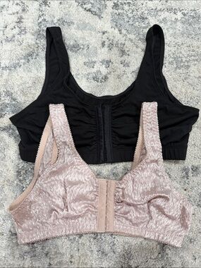 After surgery front Closure Wireless Bra - Black & Light Pink